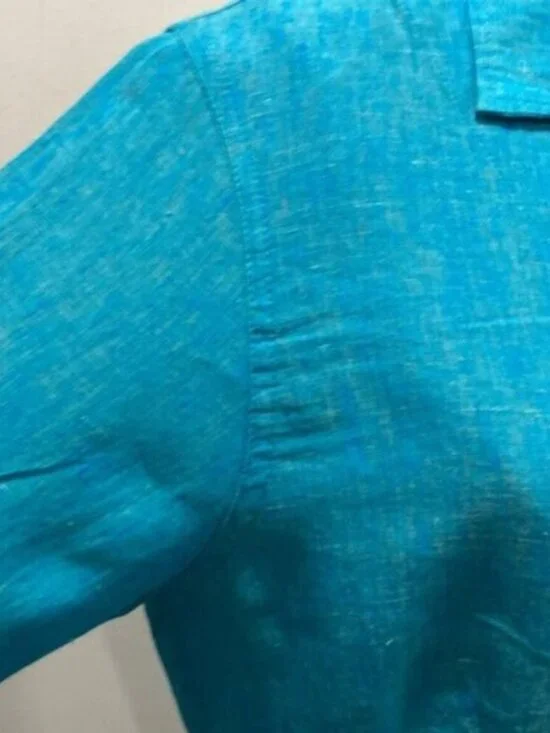 Flax Linen Long Sleeve Jacket Blue top - Picture 7 of 13